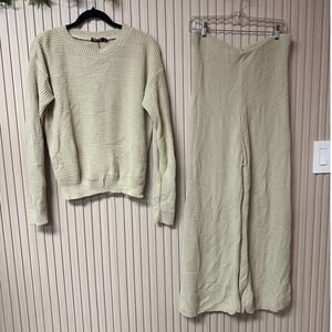 Nasty Gal Love You Knit Sweater & Culotte Lounge Set Oatmeal Women’s Size S